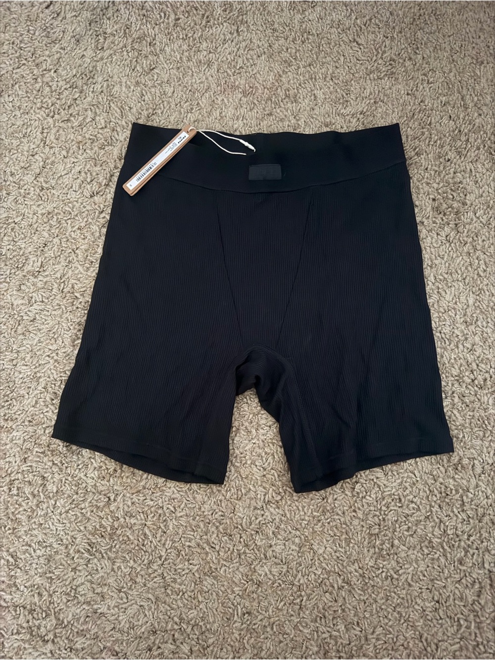 SKIMS Black Ribbed High-Rise Bike Shorts